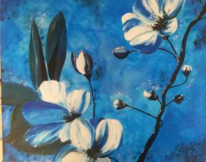 Magnolia on blue